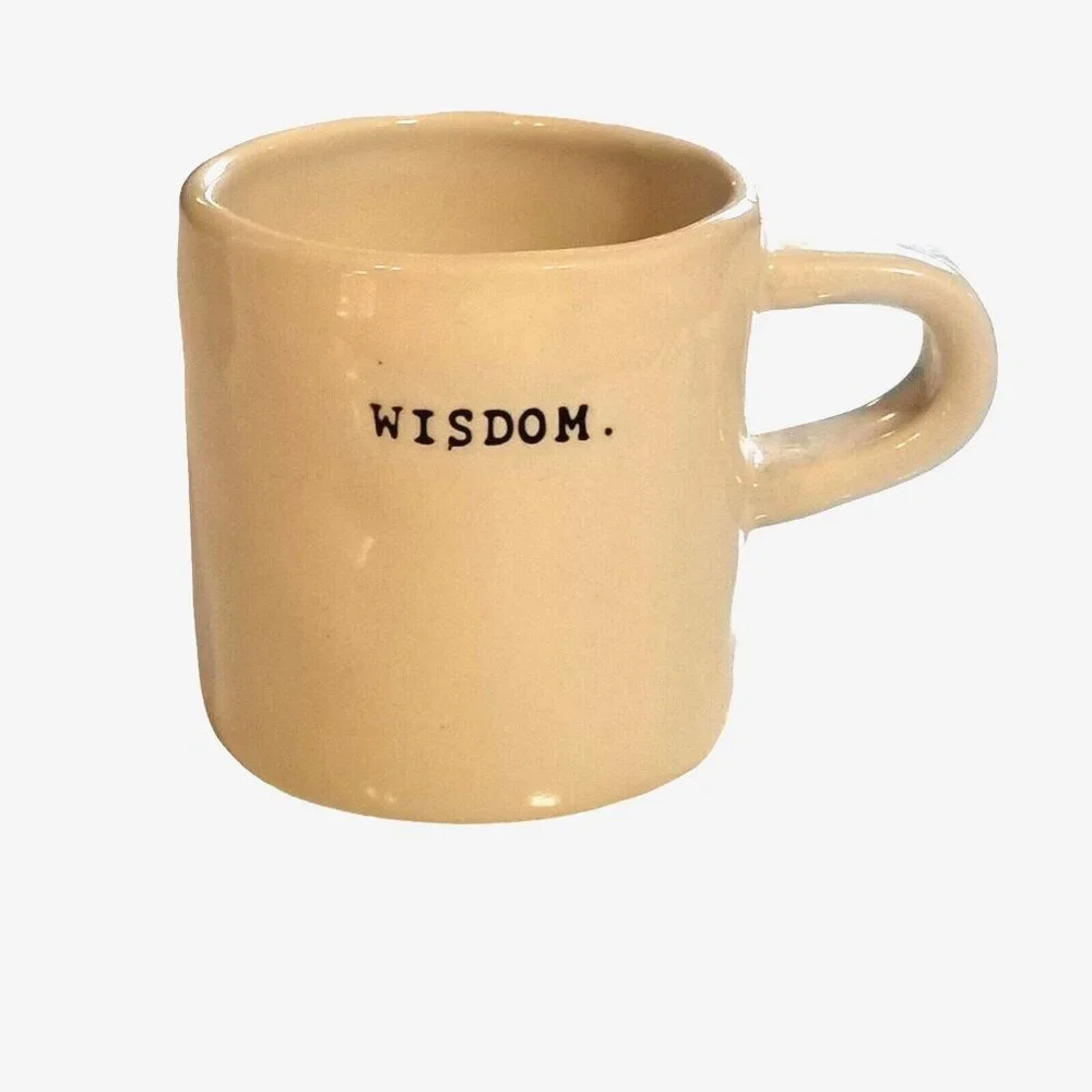 Authentic Rae Dunn Wisdom Ceramic Coffee Mug‎ Magenta Artisan Collection